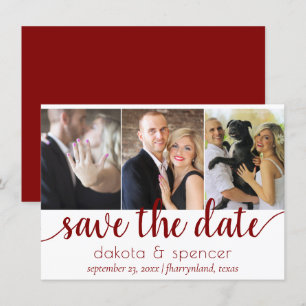 Simple 3 Foto - Classic Crimson Red Wedding Save The Date