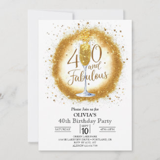 Simple 40 Digital Gold 40. Geburtstag Einladung