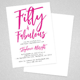 Simple 50 and Fabulous Pink 50th Birthday Party Einladung