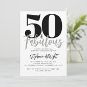 Simple 50 and Fabulous Script 50th Birthday Party Einladung (Stehend Vorderseite)