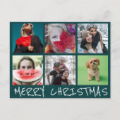 Simple 6 Insta Photo Collage Merry Christmas Postkarte (Vorderseite)