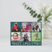 Simple 6 Insta Photo Collage Merry Christmas Postkarte (Stehend Vorderseite)