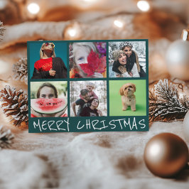 Simple 6 Insta Photo Collage Merry Christmas Postkarte