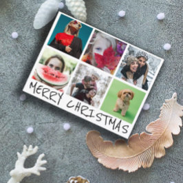Simple 6 Insta Photo Collage Merry Christmas Postkarte