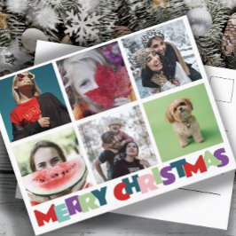 Simple 6 Insta Photo Collage Merry Christmas Postkarte