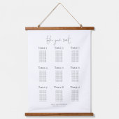 Simple 9 Table Wedding Seating Chart Wandteppich Mit Holzrahmen (Vorderseite)