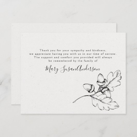 Simple Acorns Beerdigung Vielen Dank Hinweis Dankeskarte (Vorne/Hinten)