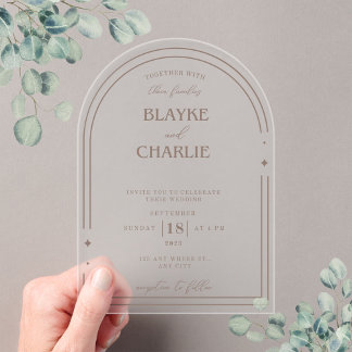Simple Acrylic wedding arch 5 x7 invitation  Acryleinladungen
