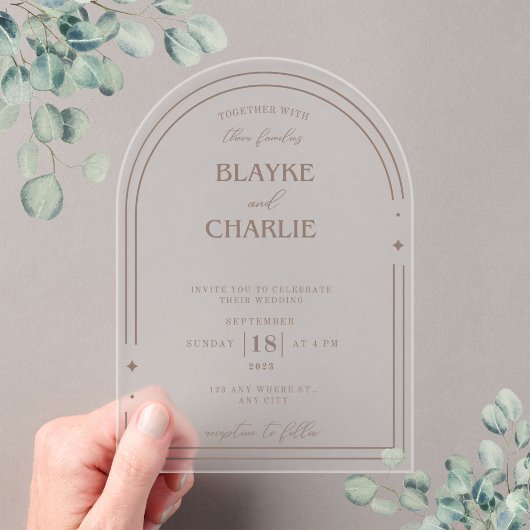 Simple Acrylic wedding arch 5 x7 invitation Acryleinladungen