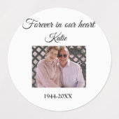 simple Add your photo text memorial keepsake Etiketten (Design 2)