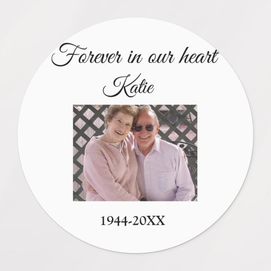 simple Add your photo text memorial keepsake Etiketten (Design 1)