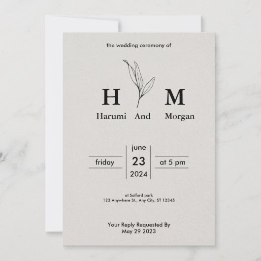 simple affordable Wedding Invitations Einladung (Vorderseite)