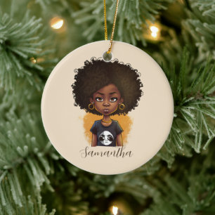 Simple Afro Woman Keramik Ornament
