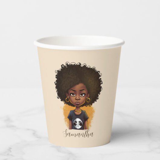 Simple Afro Woman Pappbecher (Vorderseite)