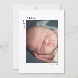 Simple and Chic Baby Photo Name and Date of Birth Ankündigung