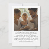 Simple and Chic Baby Photo Name and Date of Birth Ankündigung (Rückseite)