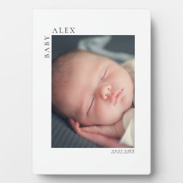 Simple and Chic Baby Photo Name and Date of Birth Fotoplatte
