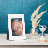 Simple and Chic Baby Photo Name and Date of Birth Fotoplatte (Seite)
