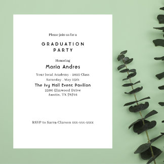 Simple and Chic Typography Graduation Party Einladung