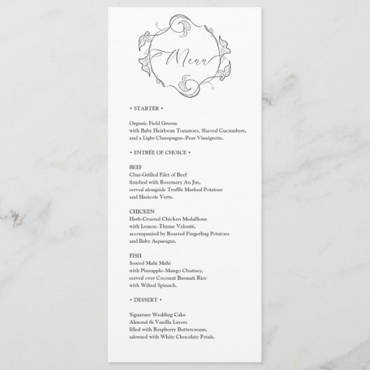 Simple and Elegant Minimalist Wedding Dinner Menu Programm (Vorderseite)