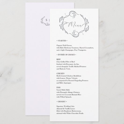 Simple and Elegant Minimalist Wedding Dinner Menu Programm (Vorne/Hinten)