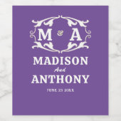 Simple and Elegant Sage Monogram Wedding Weinetikett (Einzelnes Label)