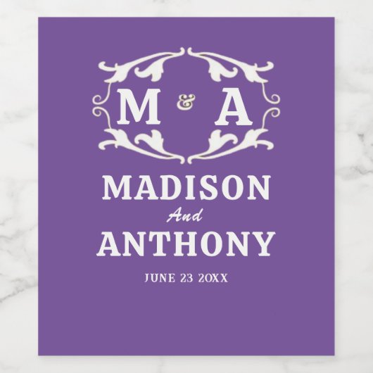 Simple and Elegant Sage Monogram Wedding Weinetikett (Einzelnes Label)