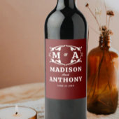 Simple and Elegant Sage Monogram Wedding Weinetikett