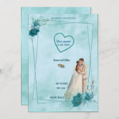 Simple and elegant wedding invitation in Sky Blue Einladung (Vorne/Hinten)