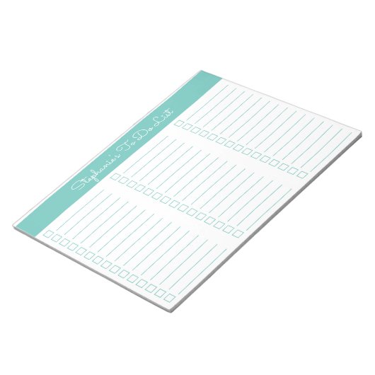 Simple Aqua 8.5x11 Three Column Checklist Notizblock (angewinkelt)