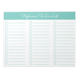 Simple Aqua 8.5x11 Three Column Checklist Notizblock