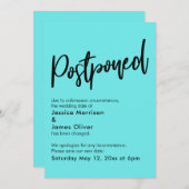 Simple Aqua Aufgehobene Hochzeitsankündigung Einladung (Vorne/Hinten)