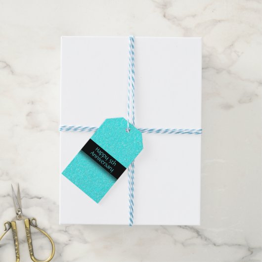 Simple Aqua Blue Jubiläumsgeschenk Geschenkanhänger (Mit Garn)