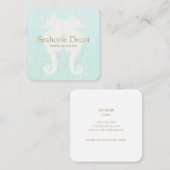 Simple Aqua Blue Seepferd Business Card Quadratische Visitenkarte (Vorne/Hinten)