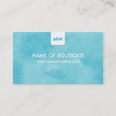 Simple Aqua Chic Boutique Monogram Social Media Visitenkarte (Vorderseite)