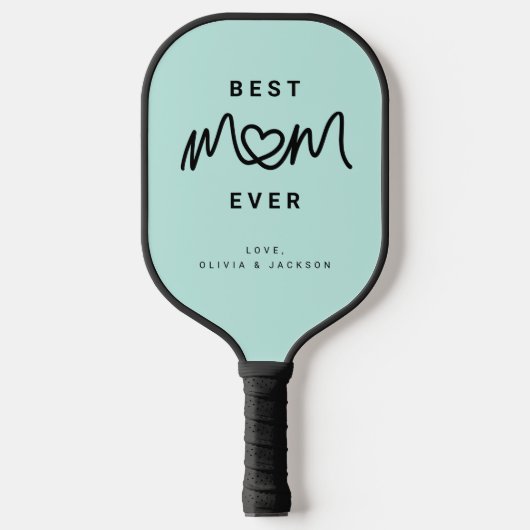 Simple Aqua Cute Script Cute Modern Best Mom Ever Pickleball Schläger (Vorderseite)