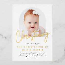 Simple Arc One Foto Christening Baptisgold Folieneinladung