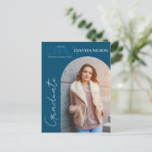 Simple Arch Foto Blue Abschluss Ankündigung Postkarte (Stehend Vorderseite)