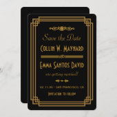Simple Art Deco Black Save the Date (Vorne/Hinten)