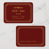 Simple Art Deco Burgundy Wedding Platzkarten (Vorne/Hinten)