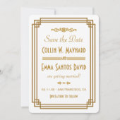 Simple Art Deco White Save the Date (Vorderseite)