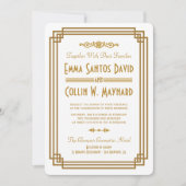 Simple Art Deco White Wedding Einladung (Vorderseite)