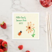 Simple Art Orange Blume and Bug Family Wiedersehen Serviette (Beispiel)