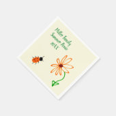 Simple Art Orange Blume and Bug Family Wiedersehen Serviette (Ecke)