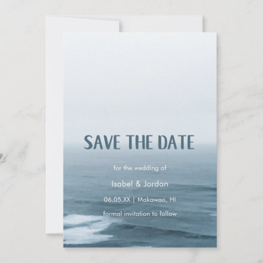Simple Art Waves Beach Hochzeit Save the Date (Vorderseite)