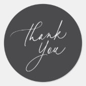 Simple Ash Black Calligraphy Script Vielen Dank Runder Aufkleber (Vorderseite)