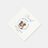 Simple Australian Shepherd Dog Wedding Cocktail Serviette (Ecke)