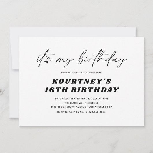 Simple Babe Teenage Girl Birthday Party Einladung (Rückseite)