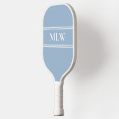 Simple Baby Blue and White Monogrammed Pickleball Schläger (Links)