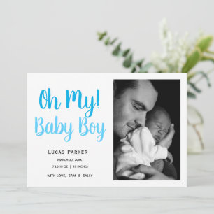 Simple Baby Boy Foto Collage Birth Ankündigung